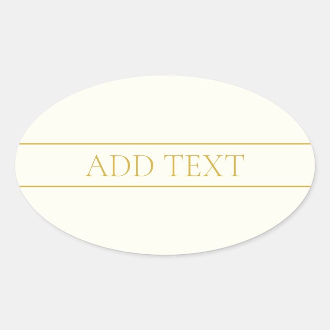 Simple Elegant Customizable Text | Gold Off White Oval Sticker (Front)