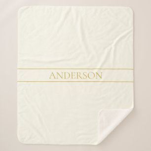 Simple Elegant Customizable Text   Gold Off White Sherpa Blanket