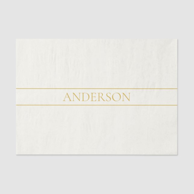 Simple Elegant Customizable Text | Gold Off White Tissue Paper (Front)