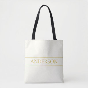Simple Elegant Customizable Text Gold Off White Tote Bag