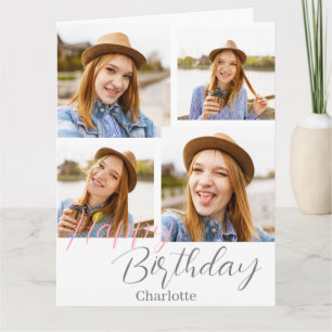Simple Elegant Cute Birthday Stylish Photo Card