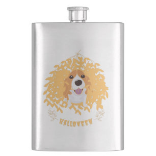 Simple Elegant Cute my dog and halloween Hip Flask