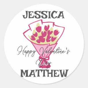 simple elegant cute valentine, Sweet for couple  Classic Round Sticker