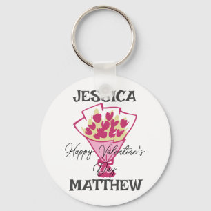 simple elegant cute valentine, Sweet for couple  Keychain