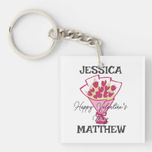 simple elegant cute valentine, Sweet for couple Keychain