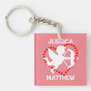 simple elegant cute valentine, Sweet for couple Keychain
