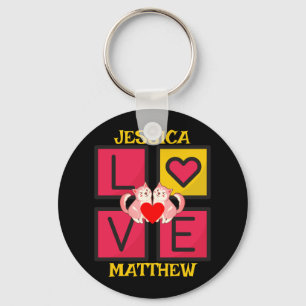 simple elegant cute valentine, Sweet for couple Keychain