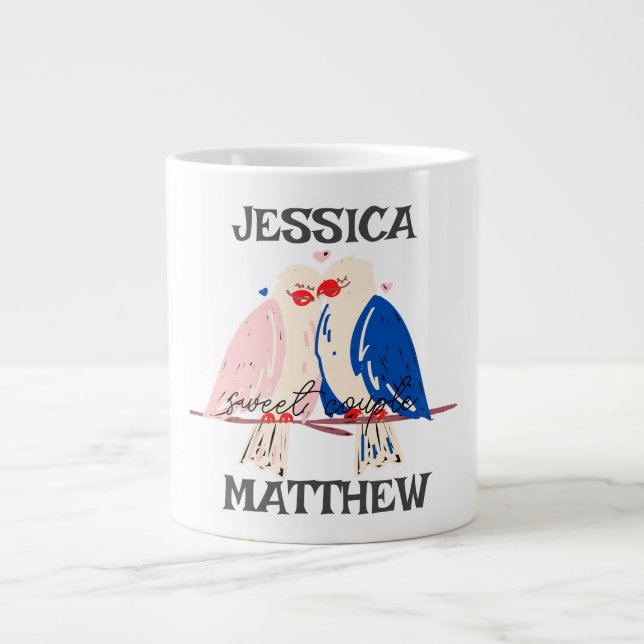 simple elegant cute valentine, Sweet for couple Large Coffee Mug (Front)