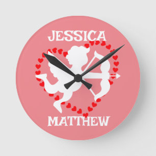 simple elegant cute valentine, Sweet for couple Round Clock