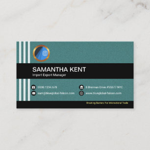Simple Elegant Cyan Vertical Stripes Global Business Card