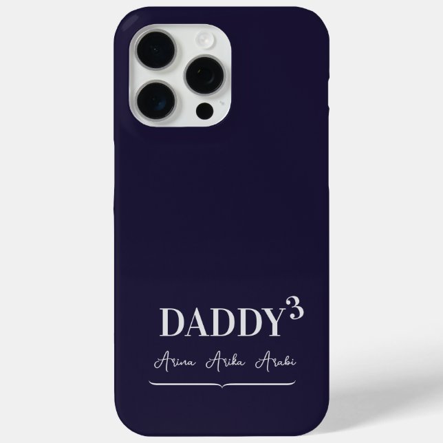 Simple Elegant Daddy Cubed Typography Kid's Names  Case-Mate iPhone Case (Back)