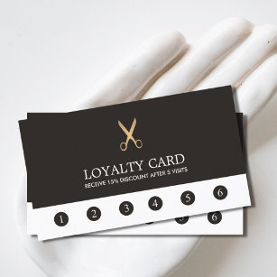 Simple Elegant Dark Faux Gold Scissor Loyalty Card