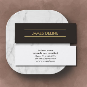 Simple Elegant Dark Grey Gold Lines Consultant Mini Business Card