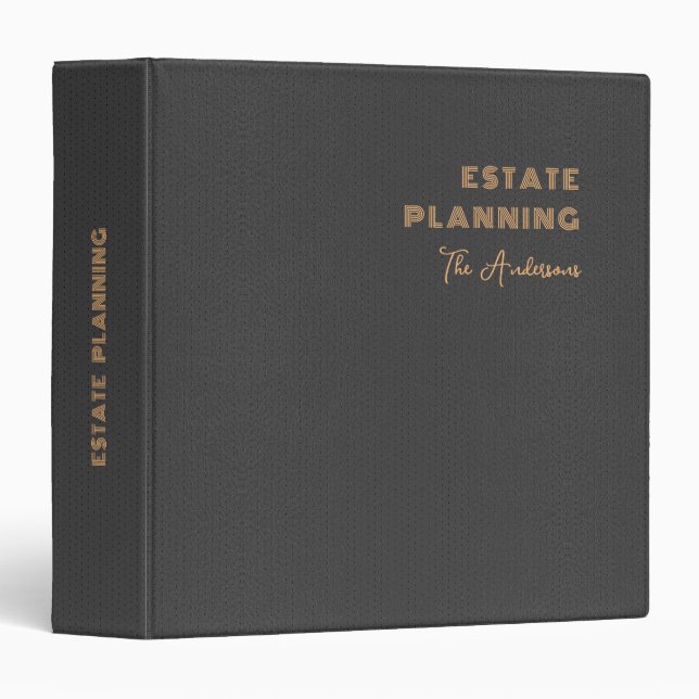 Simple Elegant Dark-Grey Leather Texture Binder (Front/Spine)