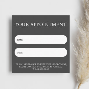 Simple Elegant Dark Grey White Salon Appointment Card