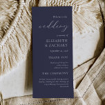 Simple Elegant Dark Navy Blue Wedding Program<br><div class="desc">This simple,  elegant wedding program features white text aligned with the right margin on a dark navy blue background. The word "wedding" appears in white handwriting  calligraphy,  with the remaining text in serif and italic fonts.</div>