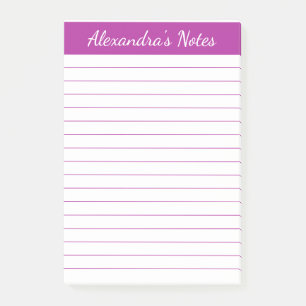Simple Elegant Dark Pink Lined Personalized Post-it Notes