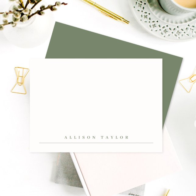 Simple Elegant Dark Sage Green Custom Name Card (Creator Uploaded)