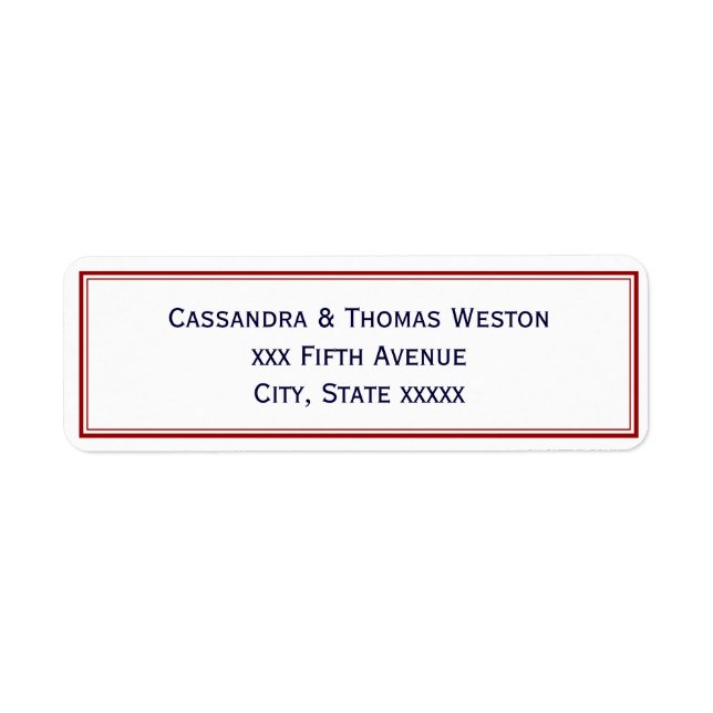 Simple Elegant Deep Red Framed Address Label (Front)