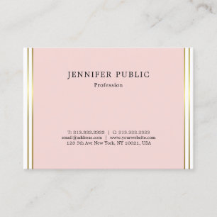 Simple Elegant Design Blush Pink Gold Trendy Plain Business Card