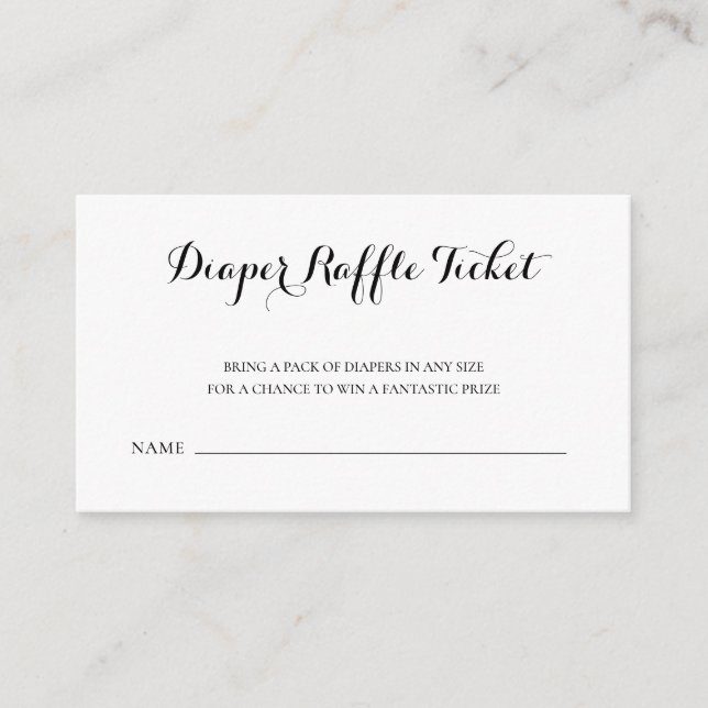 Simple Elegant Diaper Raffle Baby Shower Enclosure Card (Front)