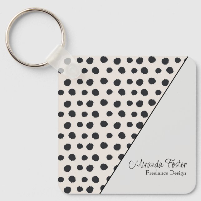 Simple Elegant Dotted Business Card Keychain (Front)