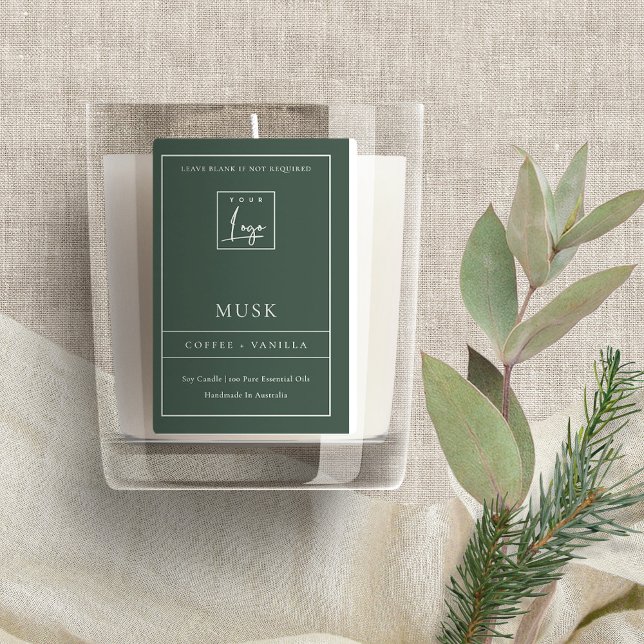 SIMPLE ELEGANT DUSKY GREEN LOGO BORDER CANDLE FOOD LABEL (Creator Uploaded)