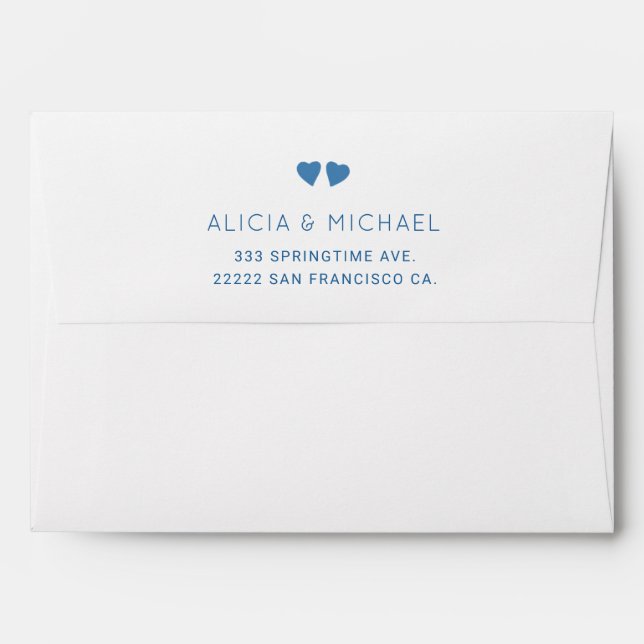 Simple elegant dusty blue wedding invitation envelope (Back (Top Flap))