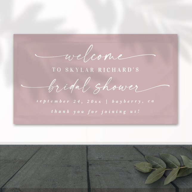 Simple Elegant Dusty Mauve Bridal Shower Welcome Banner (Creator Uploaded)