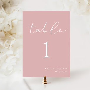 Simple Elegant Dusty Pink Wedding Table Number