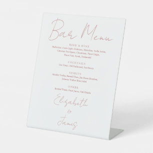 Simple Elegant Dusty Rose Pink Script Bar Menu Pedestal Sign
