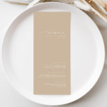 Simple Elegant Dusty Taupe Wedding Menu<br><div class="desc">Design features an handwritten font and modern minimalist design. Designed to coordinate with for the «Natural Glam» Wedding Invitation Collection. To change details, click «Personalize». To move the text or change the size, font, or colour, click «Click to customize further» It. View the collection link on this page to see...</div>