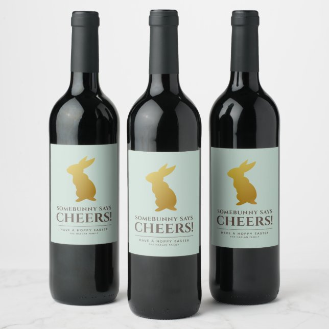 Simple Elegant Easter Bunny Personalized Wine Label (Bottles)