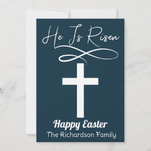 simple elegant Easter calligraphy christian cross Holiday Card