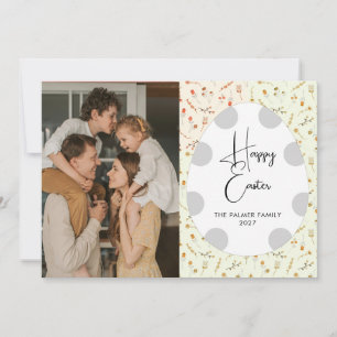 Simple Elegant Egg Happy Easter Family Photo Holiday Card