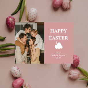 Simple Elegant Egg Happy Easter Family Photo Holiday Card