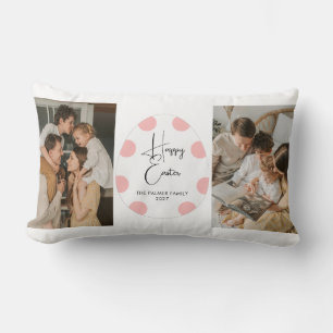 Simple Elegant Egg Happy Easter Family Photo Lumbar Pillow