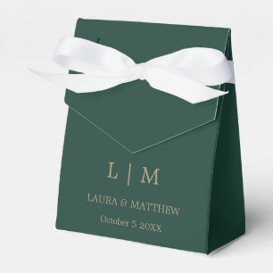Simple Elegant Emerald Green Monogram Wedding Favor Box