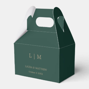 Simple Elegant Emerald Green Monogram Wedding Favor Box