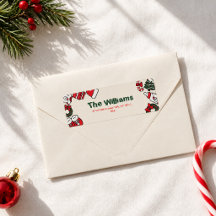 Simple Élégant Étiquette de Noël Rouge et Vert