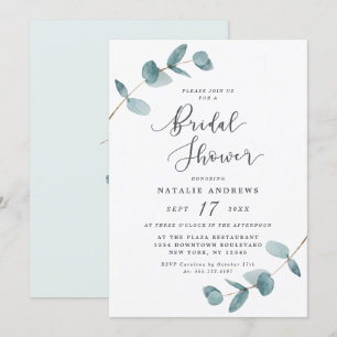 Simple Elegant Eucalyptus Frame Bridal Shower Invitation