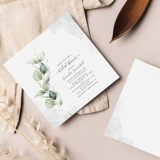 Simple Elegant Eucalyptus Greenery Bridal Shower Invitation (Creator Uploaded)