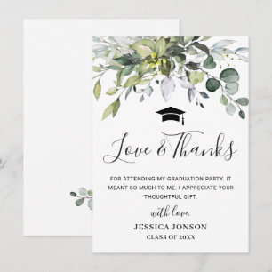 Simple Elegant Eucalyptus Greenery Graduation  Thank You Card