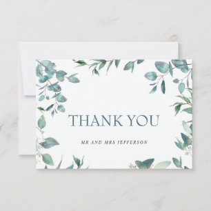 Simple Elegant Eucalyptus Greenery Wedding Thank You Card