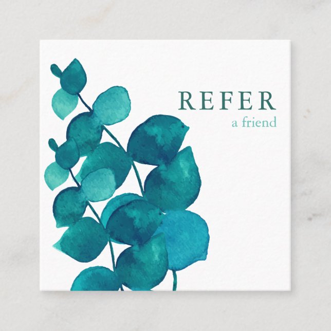 Simple Elegant Eucalyptus Leaves Referral Card (Front)