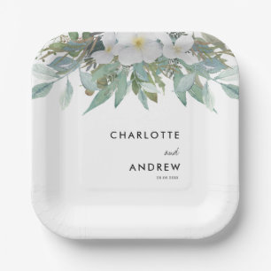 Simple, elegant eucalyptus paper plates