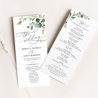 Simple Elégant Eucalyptus Programme de mariage ver