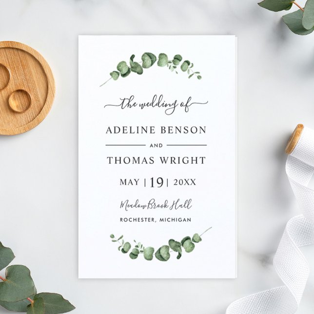 Simple Elégant Eucalyptus Programme de mariage ver (Créateur téléchargé)