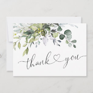 Simple Elegant Eucalyptus Watercolor Greenery Thank You Card