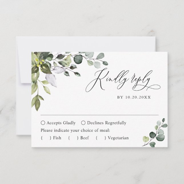 Simple Elegant Eucalyptus Wedding RSVP Card (Front)